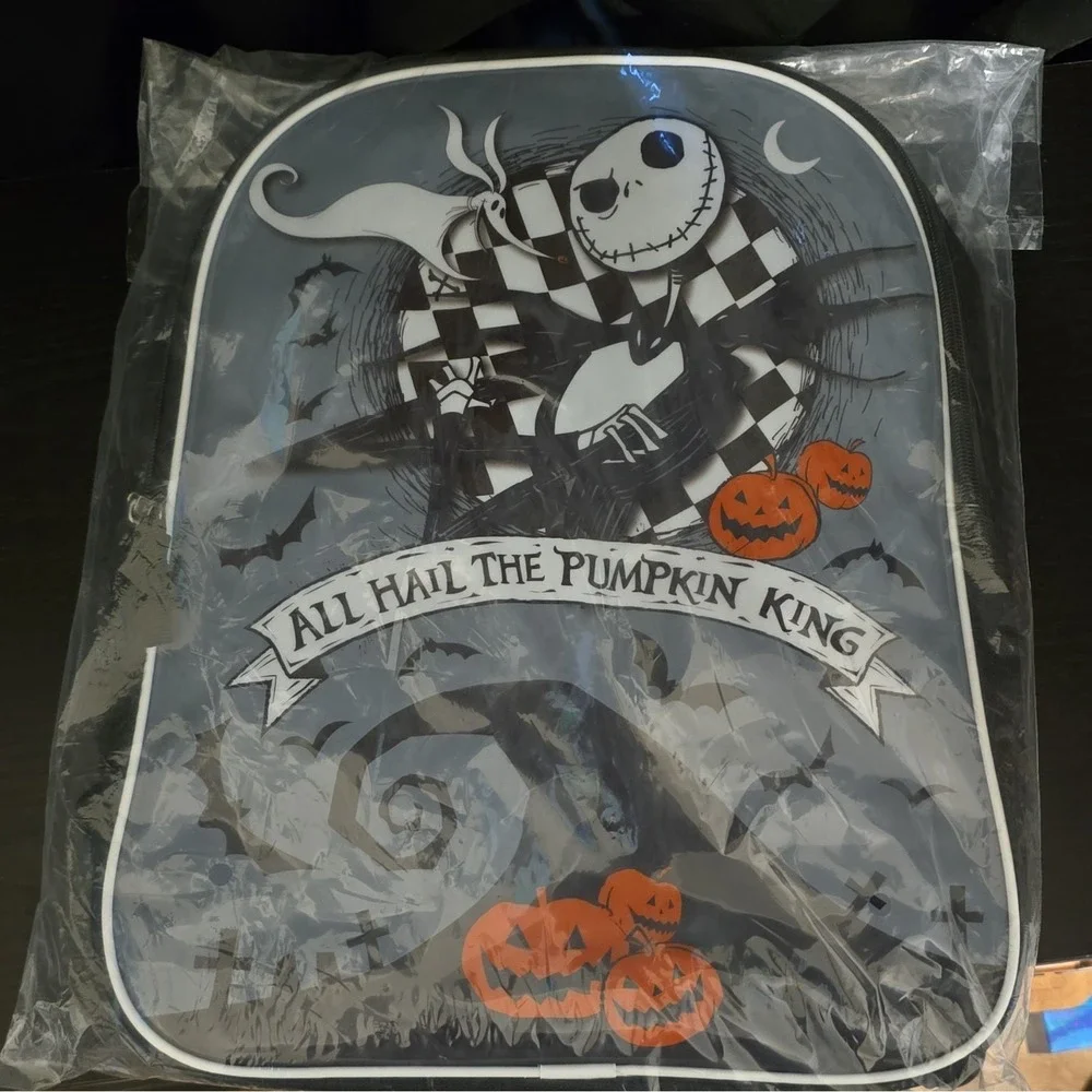 Disney Nightmare Before Christmas Pumpkin King Backpack Black Gray Orange